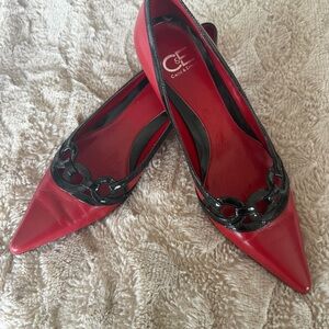 C&E Cause&Effect Chic Red Pointed Toe Heels Size 7B